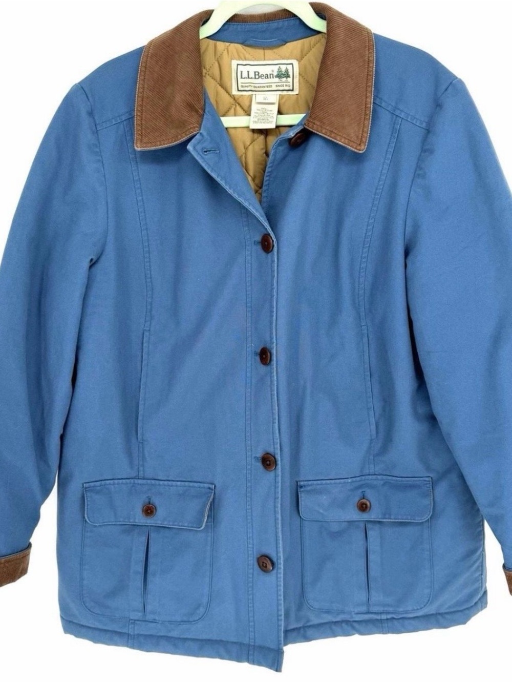 VTG LL Bean XL Blue Adirondack Barn Coat Thinsulate Quilted Lined Like New